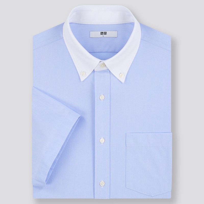 Áo sơ mi nam cộc tay phối có màu trắng dòng Dry Easy Care Comfort thời trang của Uniqlo