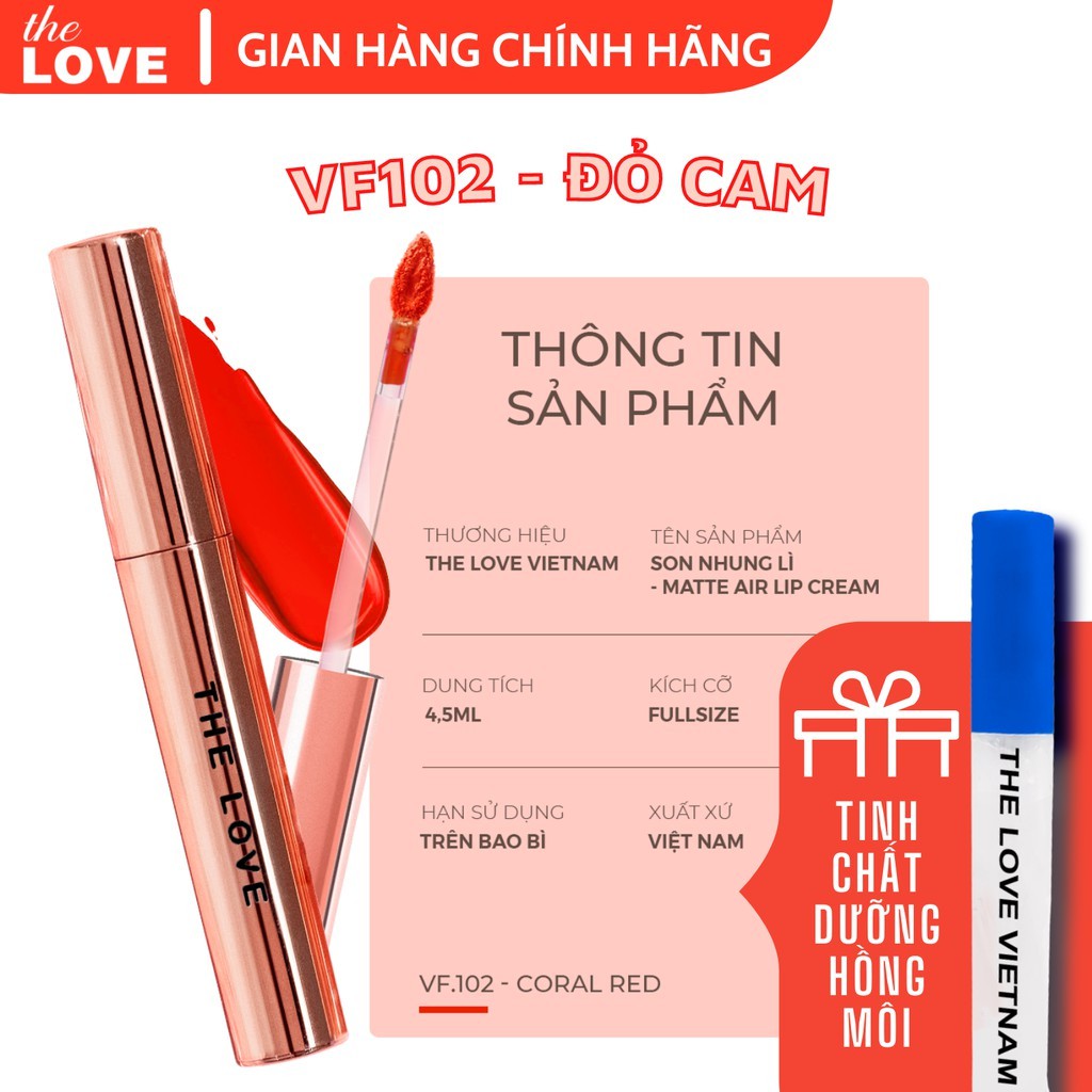 [Deal sốc] Son Lì THE LOVE Đỏ Cam Mịn lì Chính Hãng 4ml