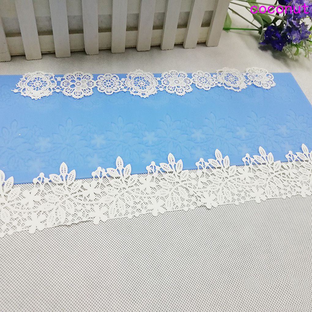 Khuôn silicon họa tiết ren hoa làm kẹo đường trang trí bánh kem tiện dụng