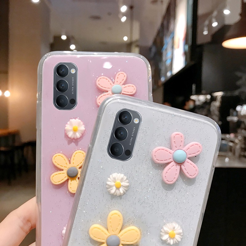 Ốp điện thoại mềm họa tiết hoa có dây cho Oppo Reno 5 4 Pro F 4F 3 2Z 2F Realme 7i 7 X7 C2 C11 C15 C17 XT | BigBuy360 - bigbuy360.vn