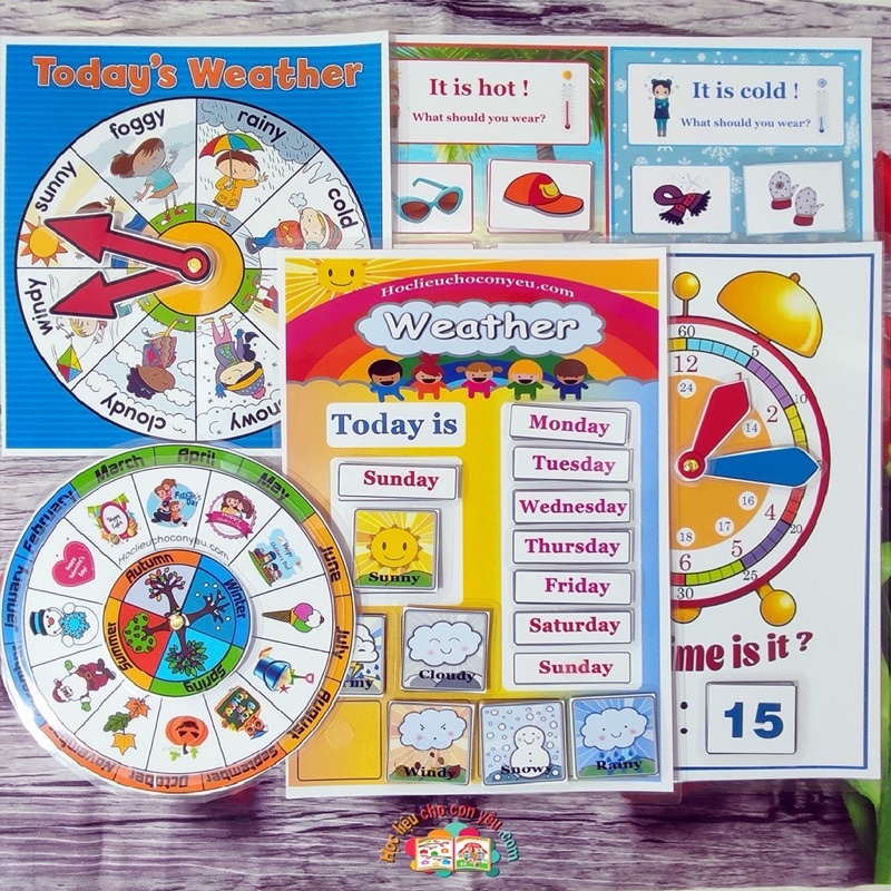 Set Học Liệu Montessori Về Thời Gian và Thời Tiết - Giáo Dục Sớm