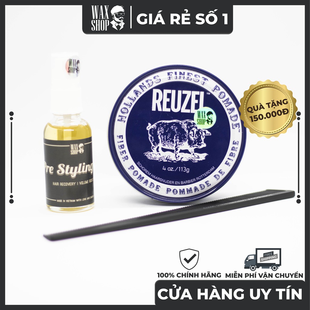 Sáp Vuốt Tóc Reuzel Fiber Pomade 35Gr | 113Gr ⚡[Chính Hãng]⚡ Siêu Giữ Nếp tới 24 Tiếng, Tặng Kèm Pre-Styling Oil + Lược