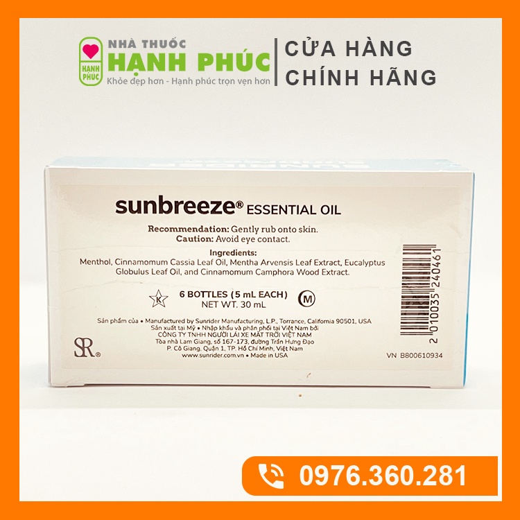 Tinh Dầu Sun Breeze - SunBreeze Của Mỹ, Tinh Dầu Sunrider Hàng Nhập Khẩu Có 100% Thành Phần Thảo Mộc Tự Nhiên | BigBuy360 - bigbuy360.vn