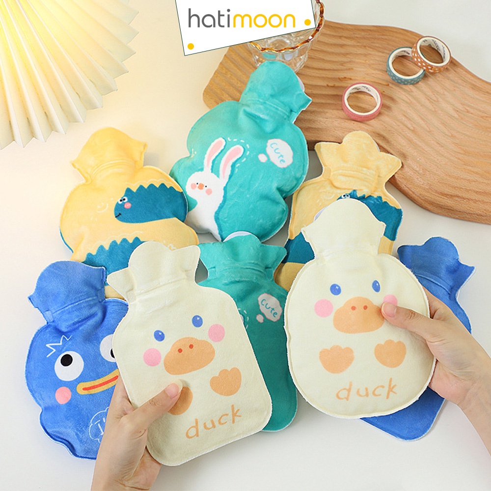 Túi chườm nóng lạnh 200ml 350ml vải nhung HATIMOON, túichườm đau bụng kinh nguyệt dành cho bạn nữ, túi sưởi ấm