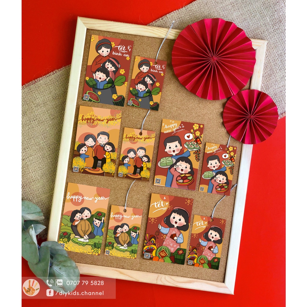 HỘP QUÀ TẾT CHO BÉ - SET TỰ LÀM BAO LÌ XÌ, THIỆP CHÚC TẾT, TRÒ CHƠI TẾT CHO BÉ