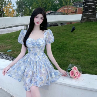 Đầm Tay Ngắn Cổ Vuông Thời Trang Hàn Quốc Cho Nữ