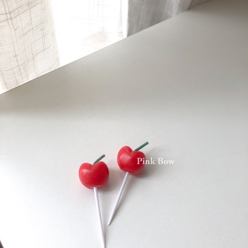 Nến sinh nhật hình trái cây Cherry/Dưa hấu/Cupcake màu đỏ