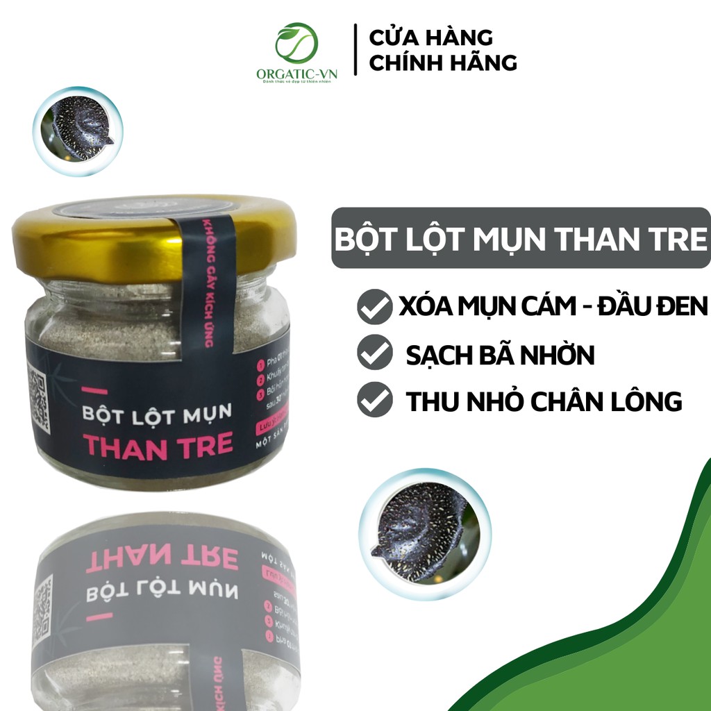 Bột lột mụn than tre hoạt tính Organic - Handmade - LM006