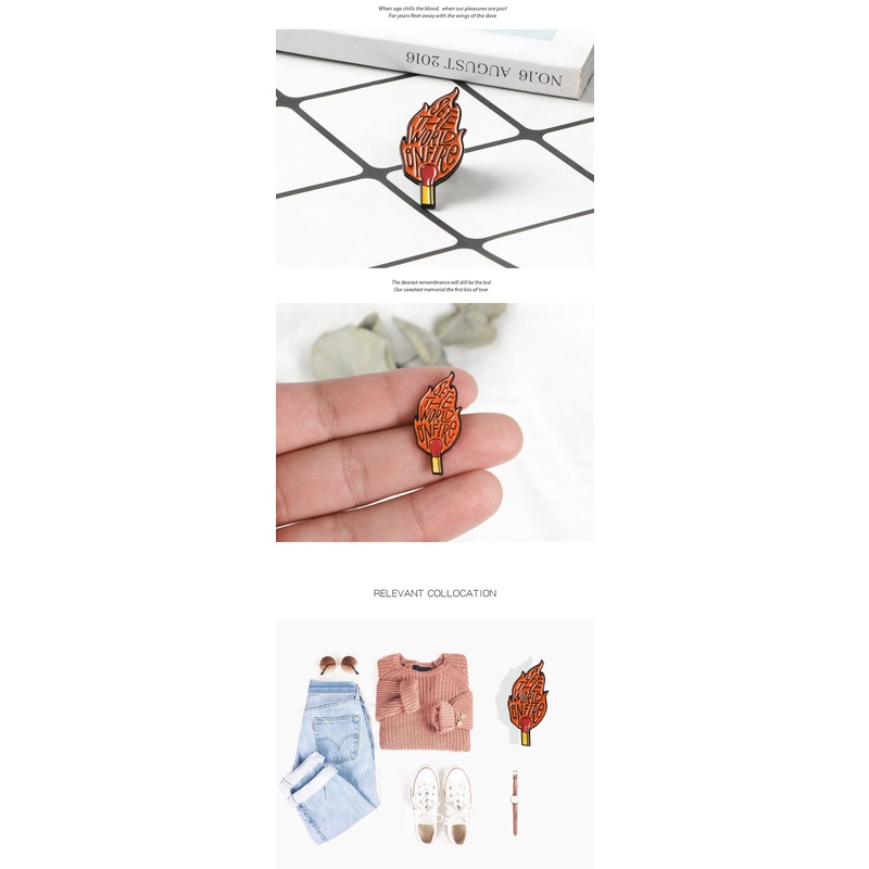 Ghim Cài Áo In Chữ The World on Fire Thời Trang