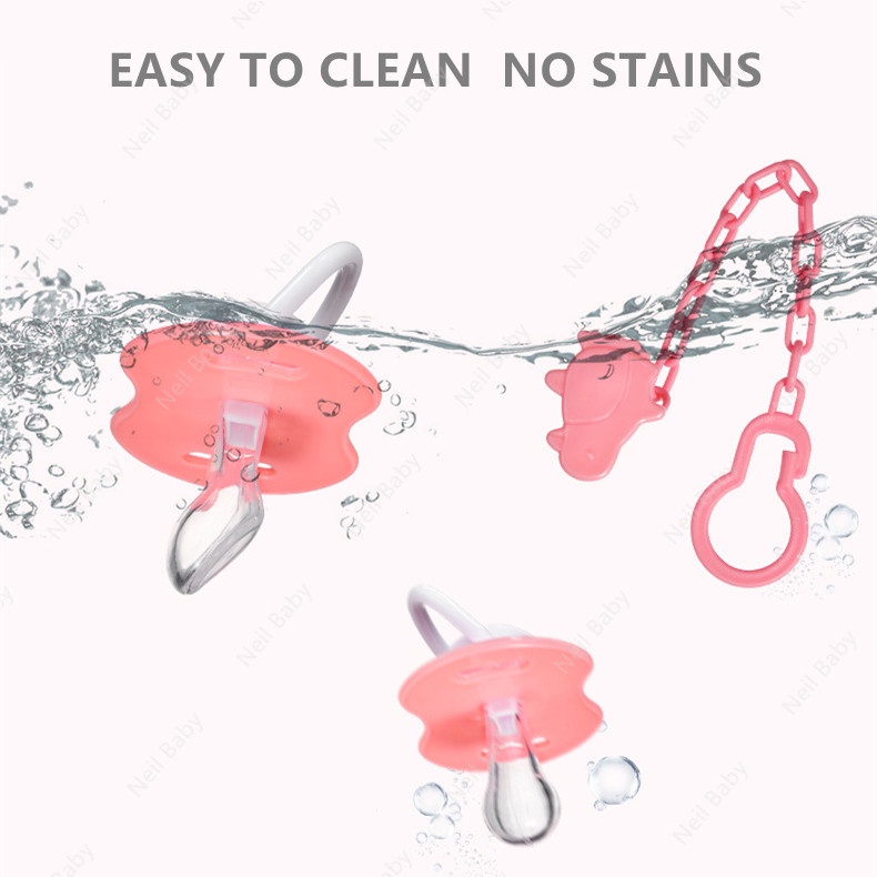 Núm Ti Giả Bằng Silicon Họa Tiết Hoạt Hình Kèm Dây Chuỗi Hạt Cho Bé