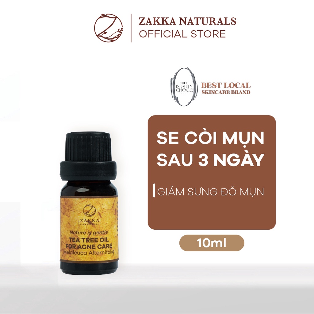 Tinh Dầu Tràm Trà Zakka Naturals Acne Tea Tree Oil Giảm Mụn Giảm Sưng 10ml