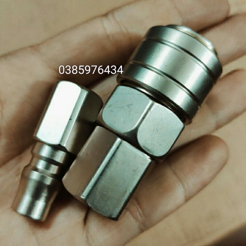 Bộ đầu nối nhanh dây hơi nén khí nhật loại xịn dùng cho ống hơi phi 8, 10, 12. Có bán lẻ đầu to, bé.