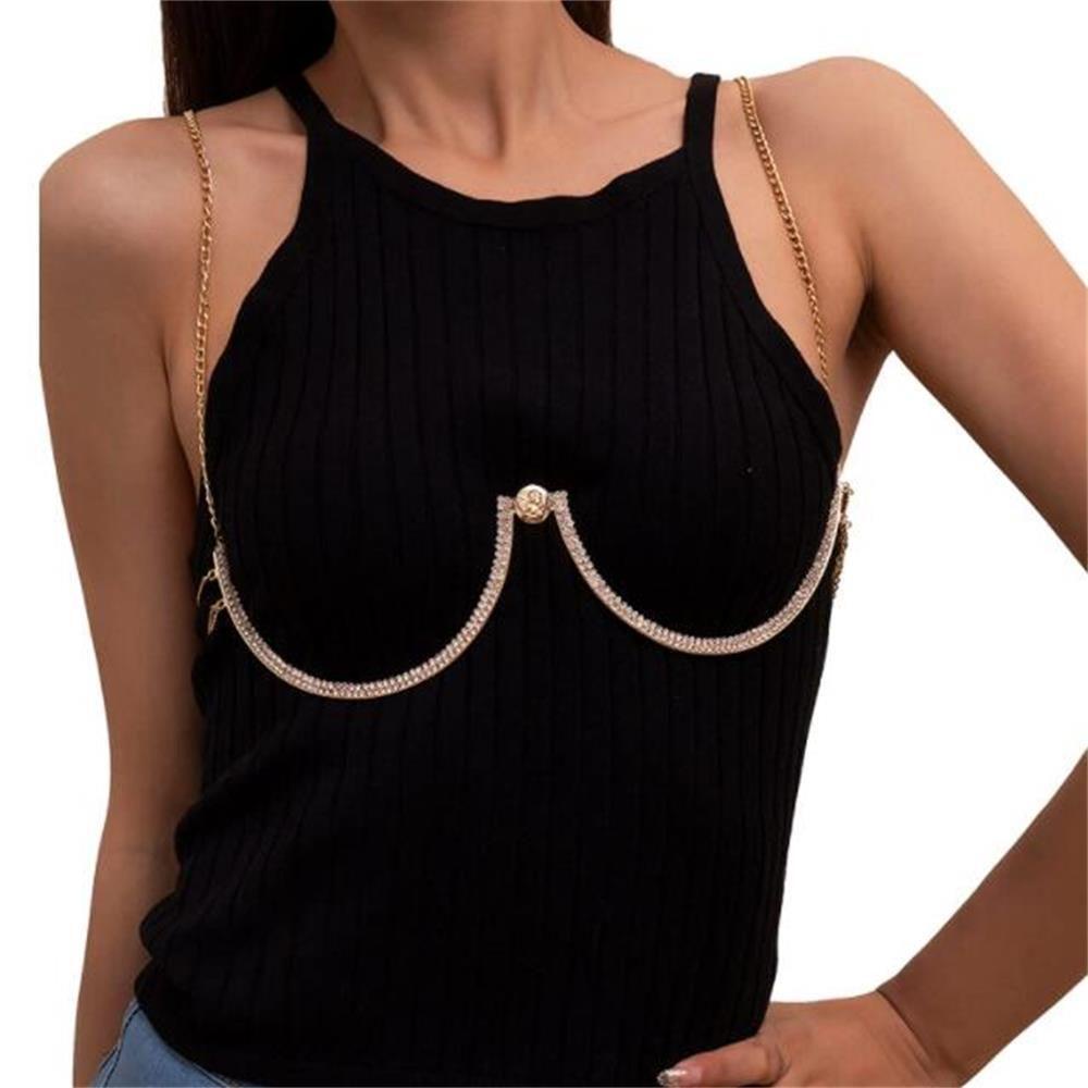 Dây Chuyền Body Chain Quyến Rũ|Dây Đeo Ngực Dạng Xích Chéo Màu Sắc Gợi Cảm Cho Nữ