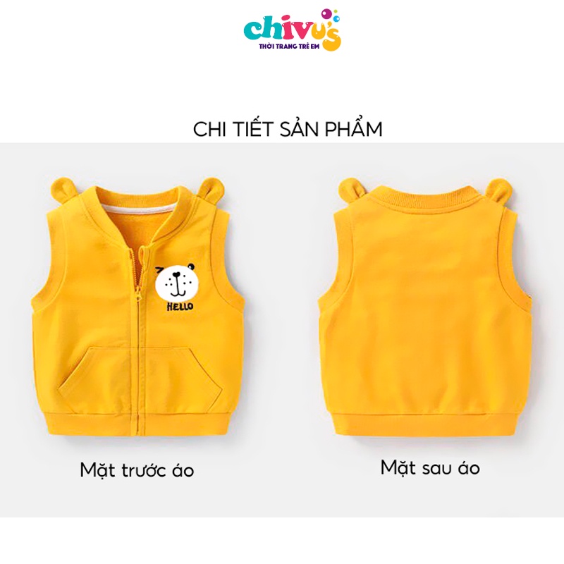 Áo gile bé trai bé gái chất nỉ da cá hoạ tiết tai gấu dễ thương CHIVU's KID áo khoác gile cho bé 1 2 3 4 5 6 7 tuổi