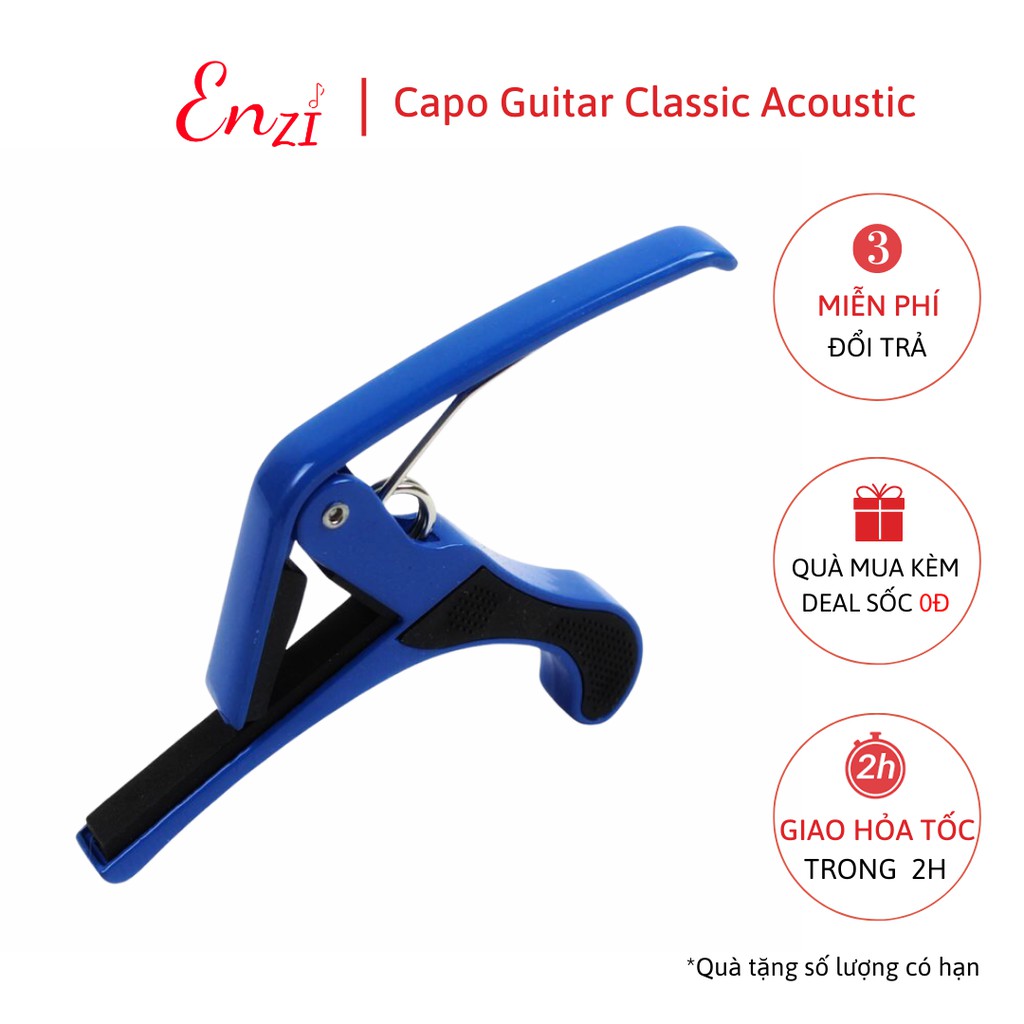 Capo kẹp đàn guitar classic acoustic Enzi màu Xanh giúp lên tông hạ tông hợp kim bền đẹp dùng cho mọi loại đàn ghita