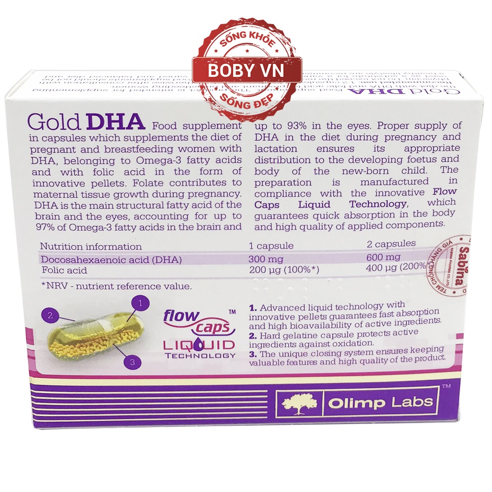 Gold DHA - Bổ sung DHA và folic acid cho phụ nữ có thai và cho con bú chính hãng Ba Lan