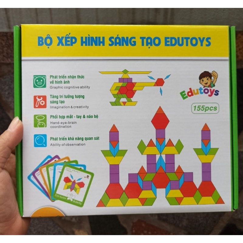 XẾP HÌNH SÁNG TẠO EDUTOYS 155 CHI TIẾT BẰNG GỖ