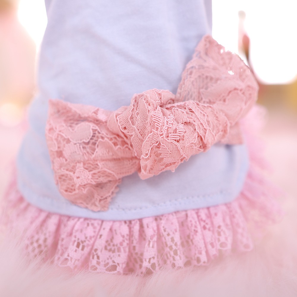 Váy thun cổ thủy thủ nơ ren CAMQUYTSTORE cho thú cưng