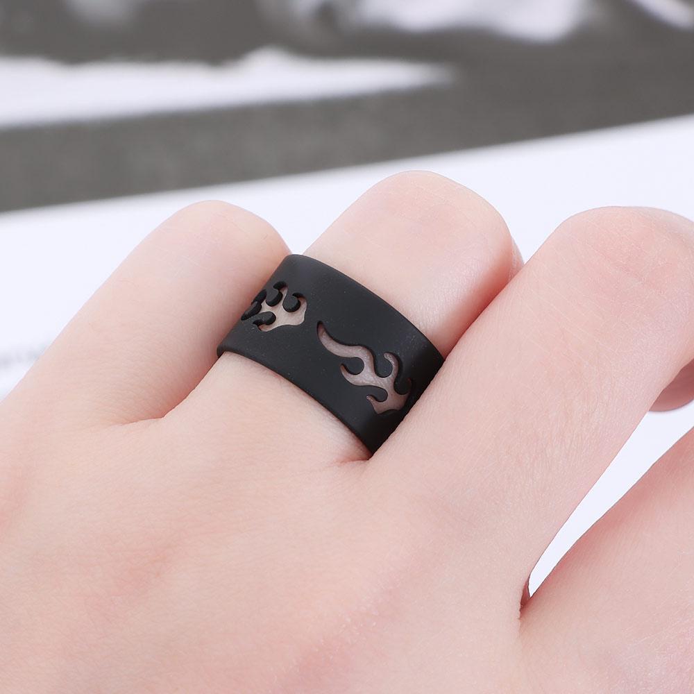 Set 2 Nhẫn Cưới Hình Ngọn Lửa Có Thể Điều Chỉnh Kích Cỡ