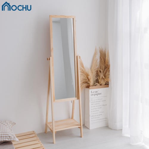 Gương đứng soi toàn thân OCHU Khung gỗ phối kệ tiện lợi MIRROR SHELF Nội thất thông min