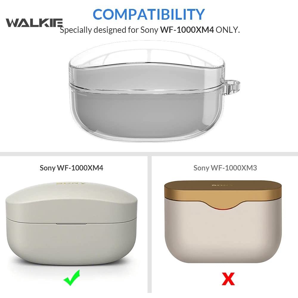 Vỏ bọc bảo vệ hộp sạc tai nghe bluetooth Sony WF-1000XM4 TPU dẻo trong suốt có móc khóa