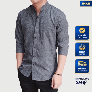 Áo sơ mi nam iMan Store cổ tàu vải đũi dài tay, phong cách Hàn Quốc siêu hot, chất vải cao cấp, thoáng mát, bền đẹp