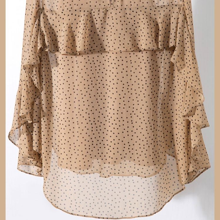 Áo Sơ Mi Chiffon Cổ Tròn Dáng Rộng Họa Tiết Chấm Bi Thời Trang Cho Nữ