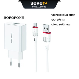 Bộ sạc borofone ba21a cổng đơn micro, củ sạc 18w - dây dài 1m