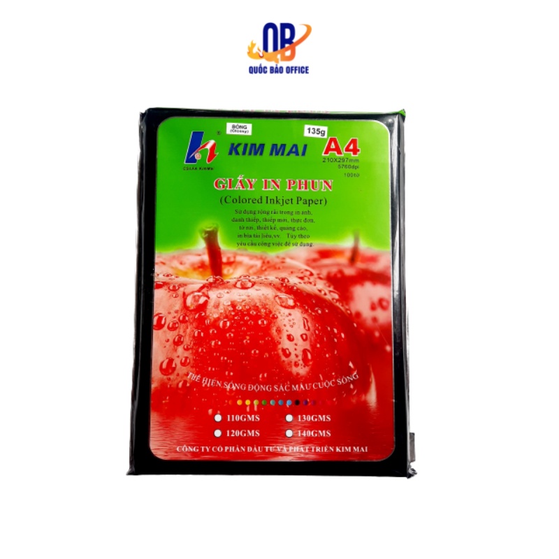 Giấy in ảnh Kim Mai 100 tờ - Định Lượng 135Gsm - khổ A4 bóng 1 mặt - 1 ream - dùng in phiếu siêu âm 3D, 4D