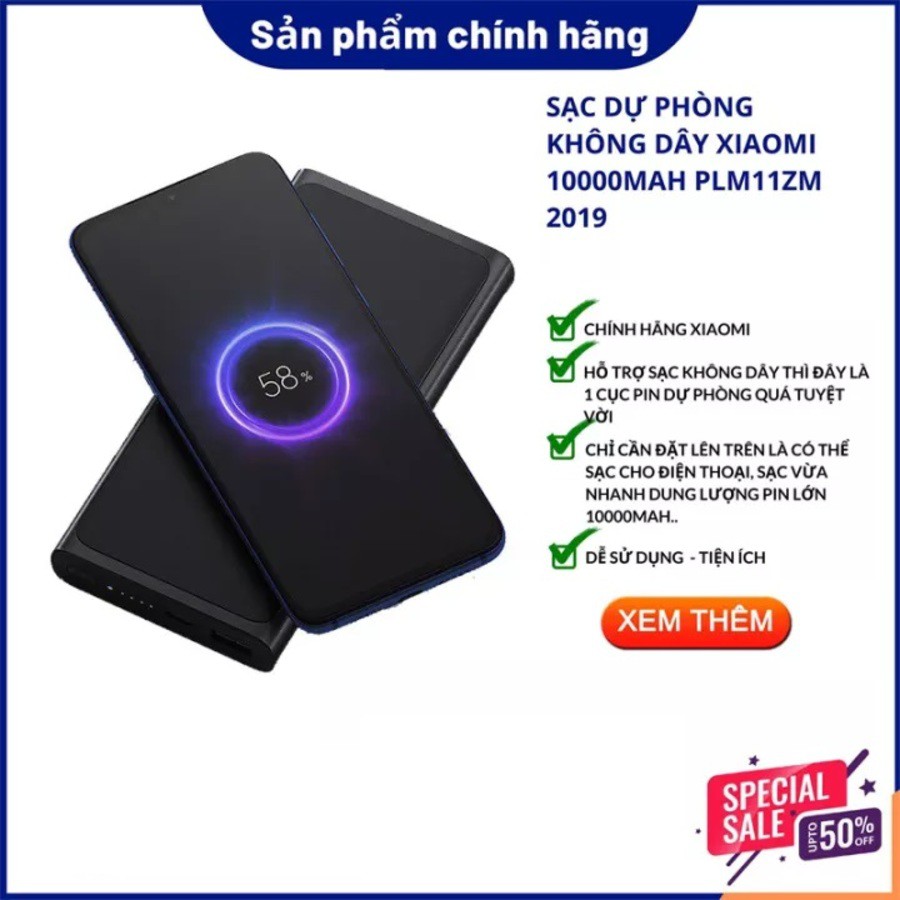 Sạc Dự Phòng Không Dây Xiaomi Polymer 10000mAh 2021, Tích Hợp Sạc Nhanh QC 3.0, Bảo Hành 12 Tháng Lỗi Do Nhà Sản Xuất