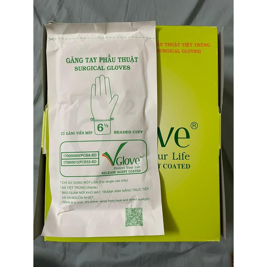 Găng Tay Phẫu Thuật Tiệt Trùng Khải Hoàn VGlove -VT0982 GĂNG TAY PHẪU THUẬT TIỆT TRÙNG SỐ 6,5-7-7,5 VGLOVE