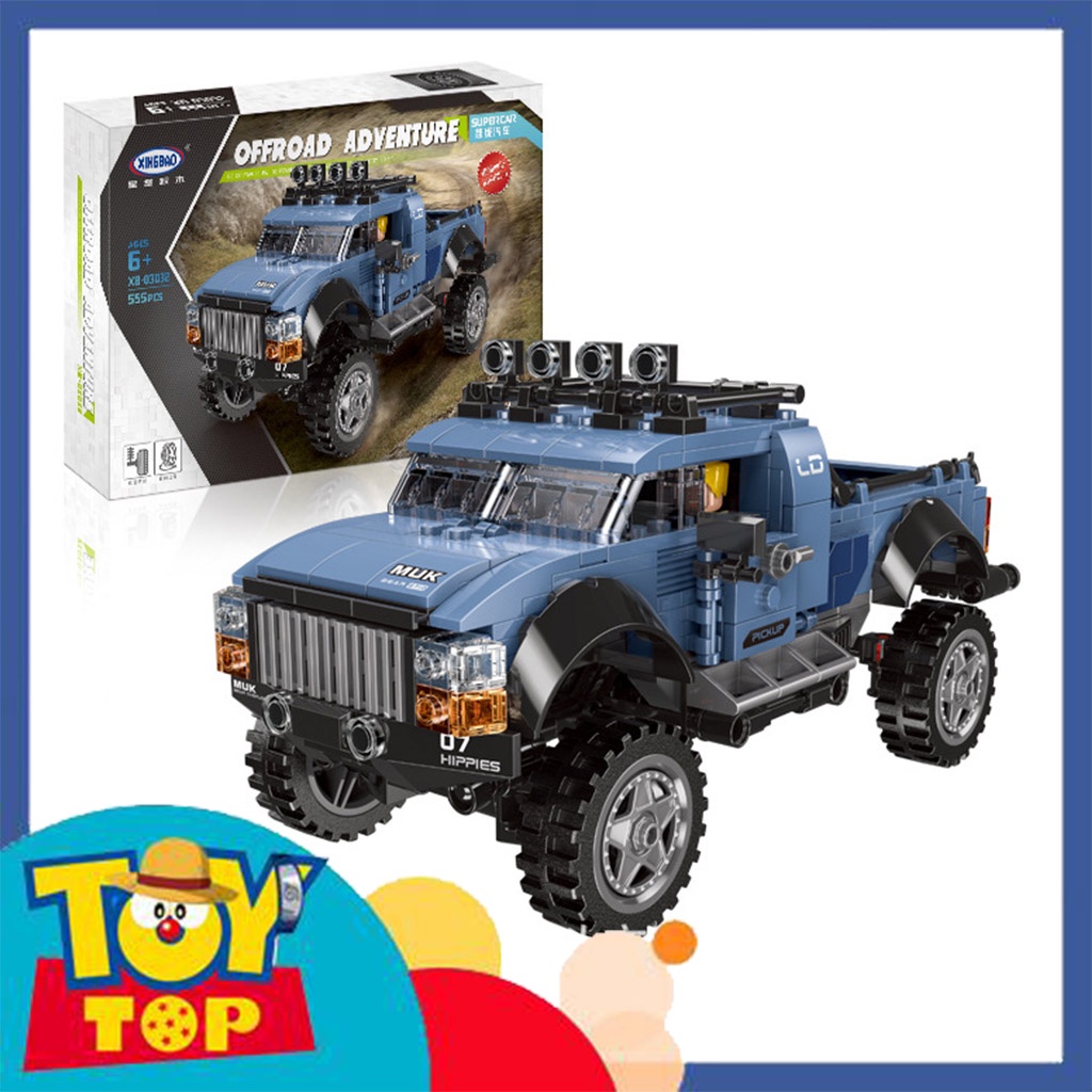 Đồ chơi ghép xe ô tô lắp ráp siêu xe địa hình Offroad bán tải xếp hình oto XINGBAO 03032