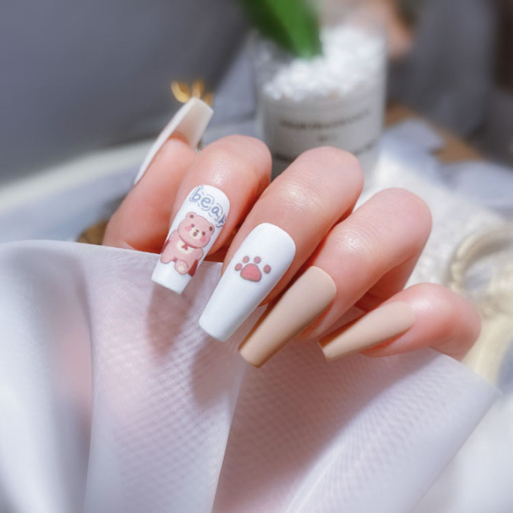 (Hàng Mới Về) Nhãn Dán Trang Trí Móng Tay 3D Hình Gấu Đáng Yêu Diy