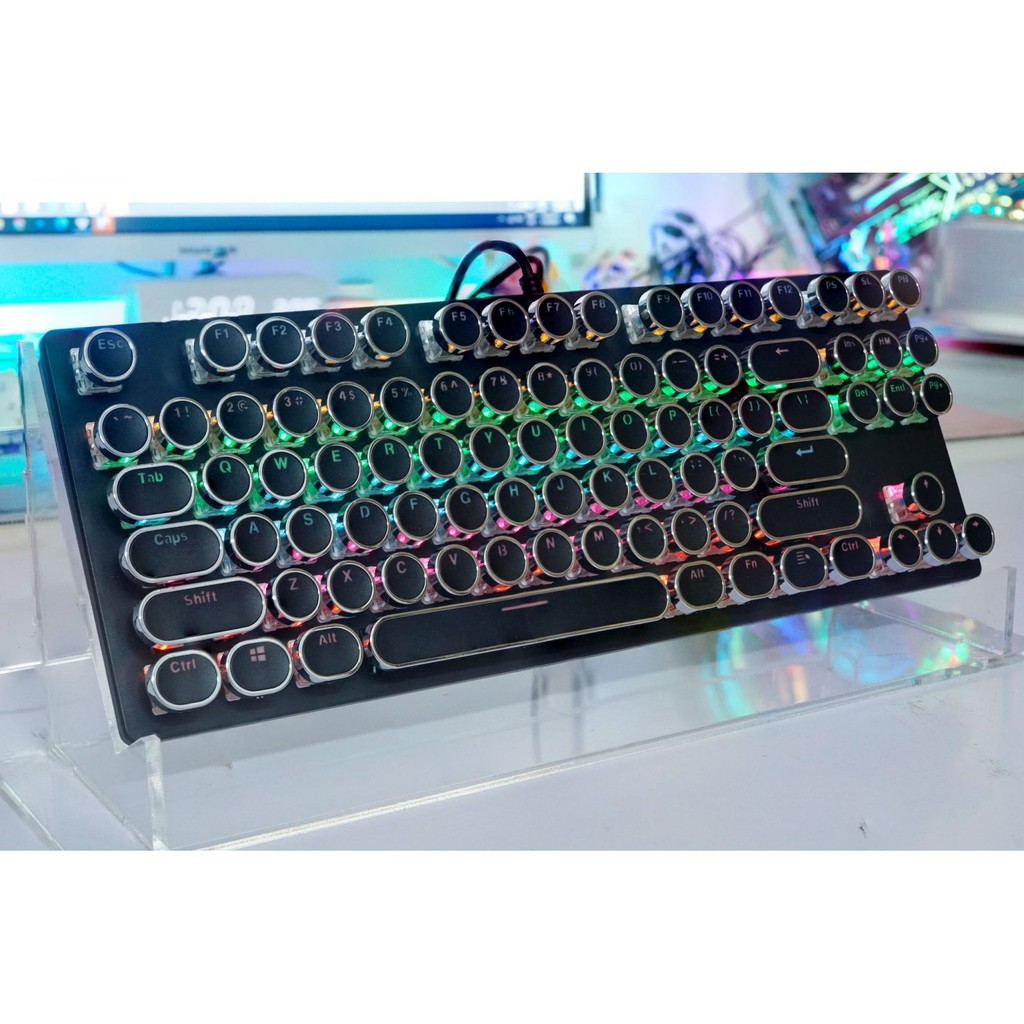 BÀN PHÍM CƠ HJK87 TKL NÚT TRÒN LED RAINBOW ĐEN Chopper Gaming Gear