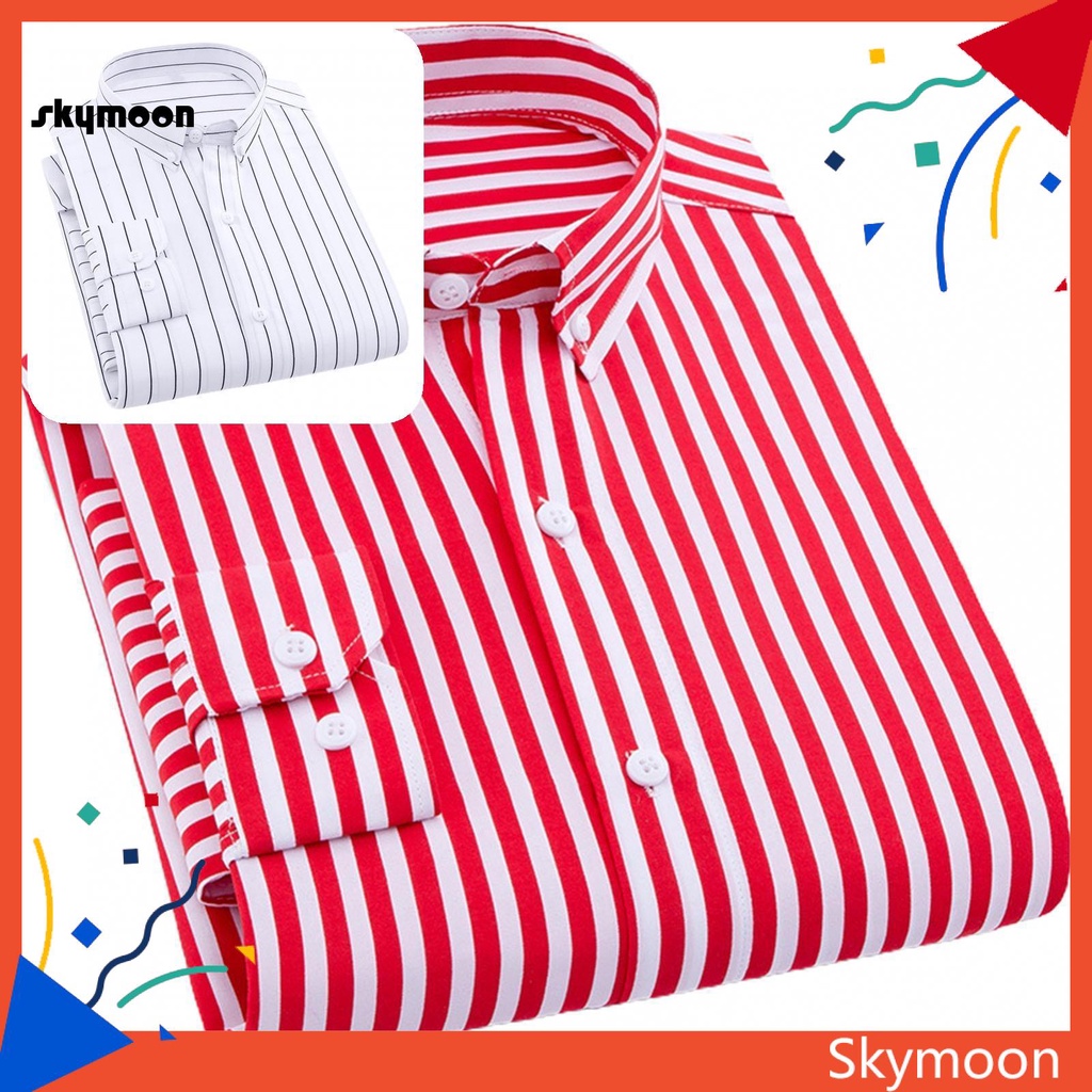 Skym*Áo sơ mi mỏng kẻ sọc mùa thu có thể giặt được cho công sở