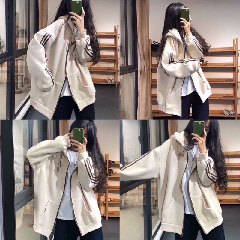 Áo Khoác Nam Nữ Thể Thao Ulzzang 3 Sọc Tay Hót Hit🌸 Áo Sweater Hoodie Nỉ Bông Kiểu Dáng Thể Thao Form Rộng Unisex | BigBuy360 - bigbuy360.vn