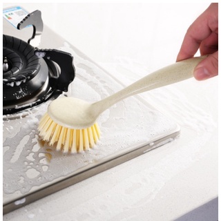 Bàn chải cọ rửa chén, đĩa, xoong, nồi, chảo - cọ rửa nhà bếp tay cầm dài bằng nhựa lúa mạch(giao màu ngẫu nhiên)