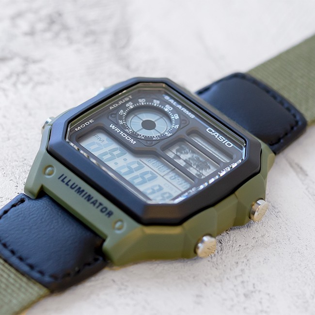 Đồng hồ nam dây vải Casio chính hãng Anh Khuê AE-1200WHB-3BVDF (42mm)