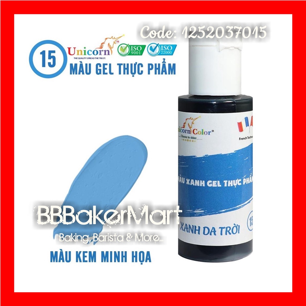 Màu thực phẩm làm bánh dạng GEL Unicorn D15 28gr - Màu XANH DA TRỜI