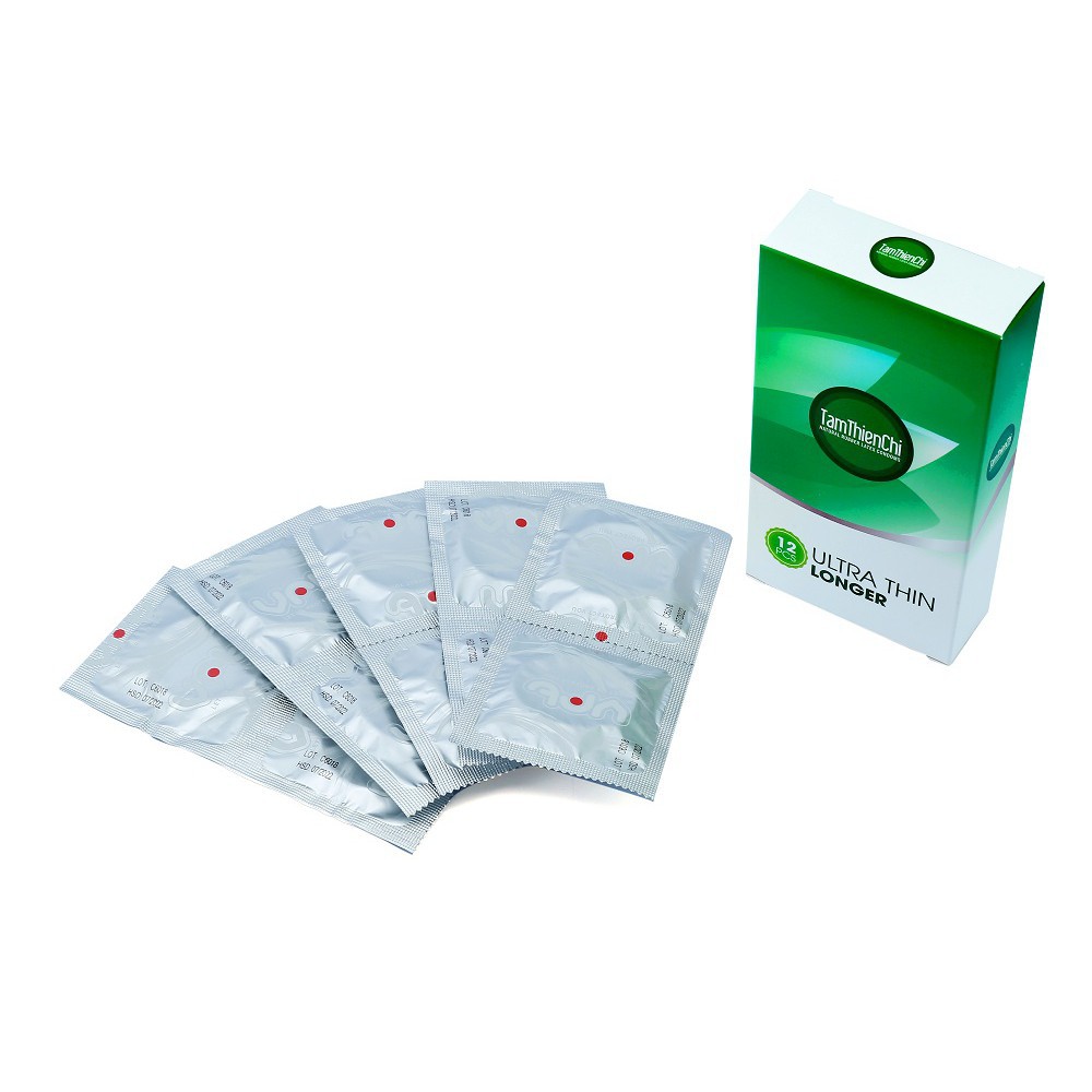 [Chính Hãng] Bao cao su Tâm thiện chí Utrathin Longer hộp 12 cái - siêu mỏng, kéo dài thời gian