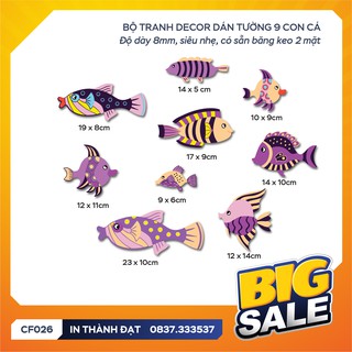 Bộ 9 con cá trang trí dán tường cực xinh - CF026
