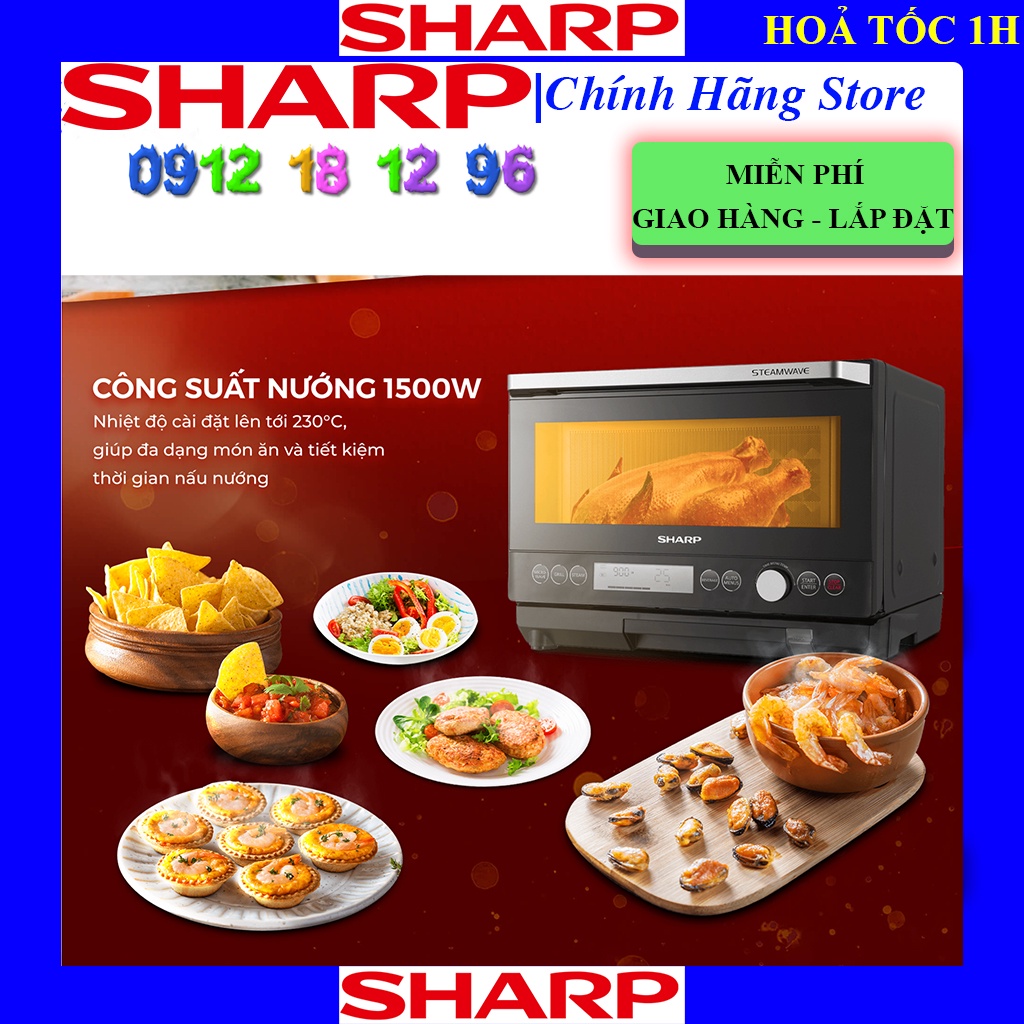 [SHARP AX-1250VN] - Lò vi sóng hơi nước Sharp AX-1250VN-B 25 Lít, Bảo hành chính hãng 12 tháng.