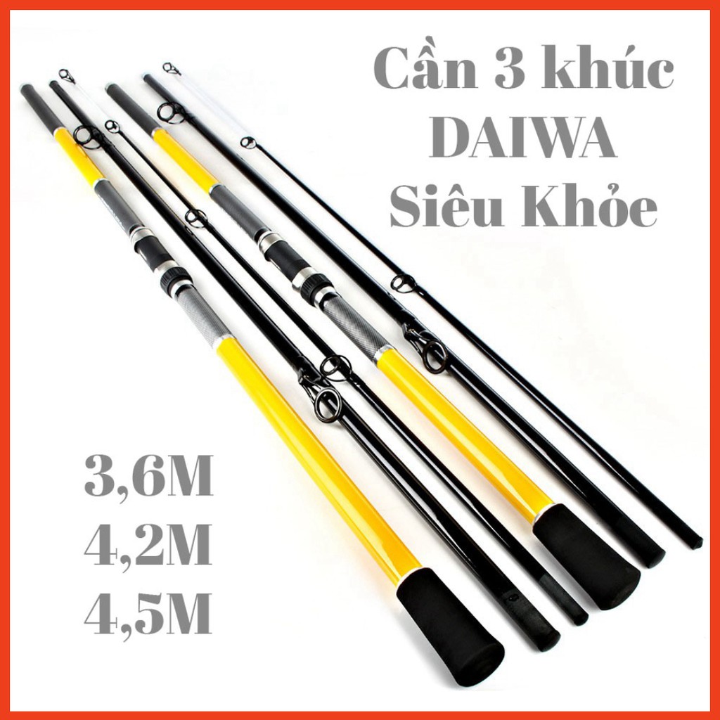 Cần câu lục 3 khúc daiwa, Cần câu lục xa bờ siêu khỏe độ dài 3m6-4m2-4m5 /