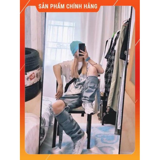 [FORM NAM/NỮ] Quần jeans ống rộng unisex xẻ gối kéo khoá có thể tháo dời oversize Ulzzang siêu chất ❤️ -pc2 c