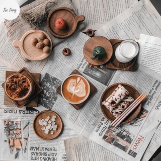 Lót ly gỗ decor vintage cách nhiệt phong cách retro trang trí nhà cửa
