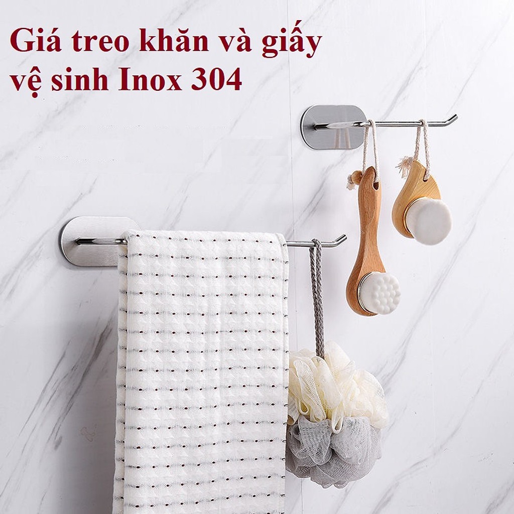 Thanh Treo Khăn Lau Tay - Móc Treo Cuộn Giấy Vệ Sinh Dán Tường Latimax kích thước 12 Cm chất liệu Inox 304 Cao Cấp