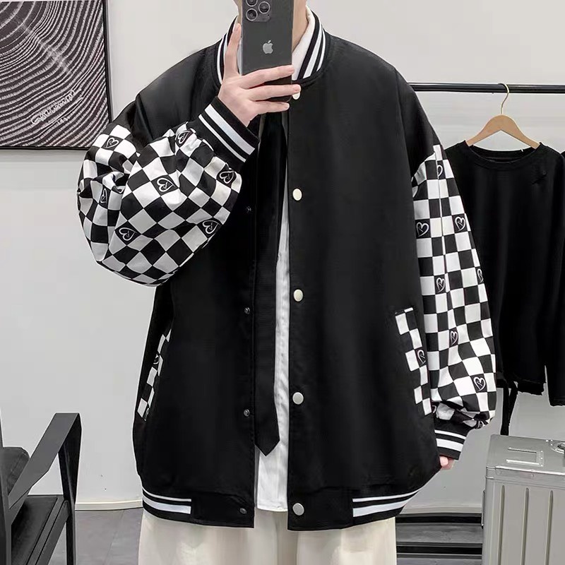 Áo Khoác Dù Bomber Nam Nữ GOLDEN DREAM Phối Tay Caro Phong Cách Hàn Siêu Chất M01