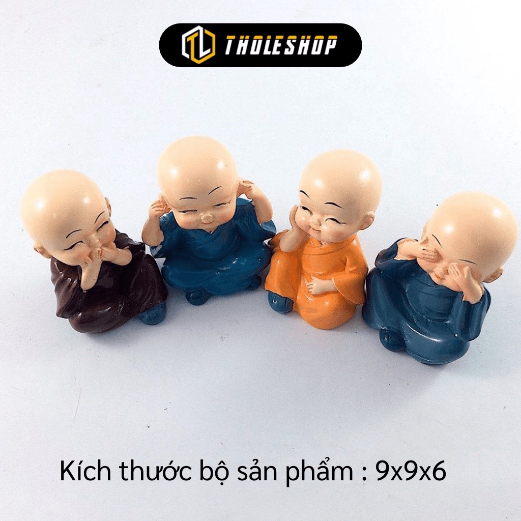 [SGD] Tượng Chú Tiểu - Combo 4 Tượng Hòa Thượng Trang Trí Xe Hơi, Bàn Làm Việc, Tứ Không 3437