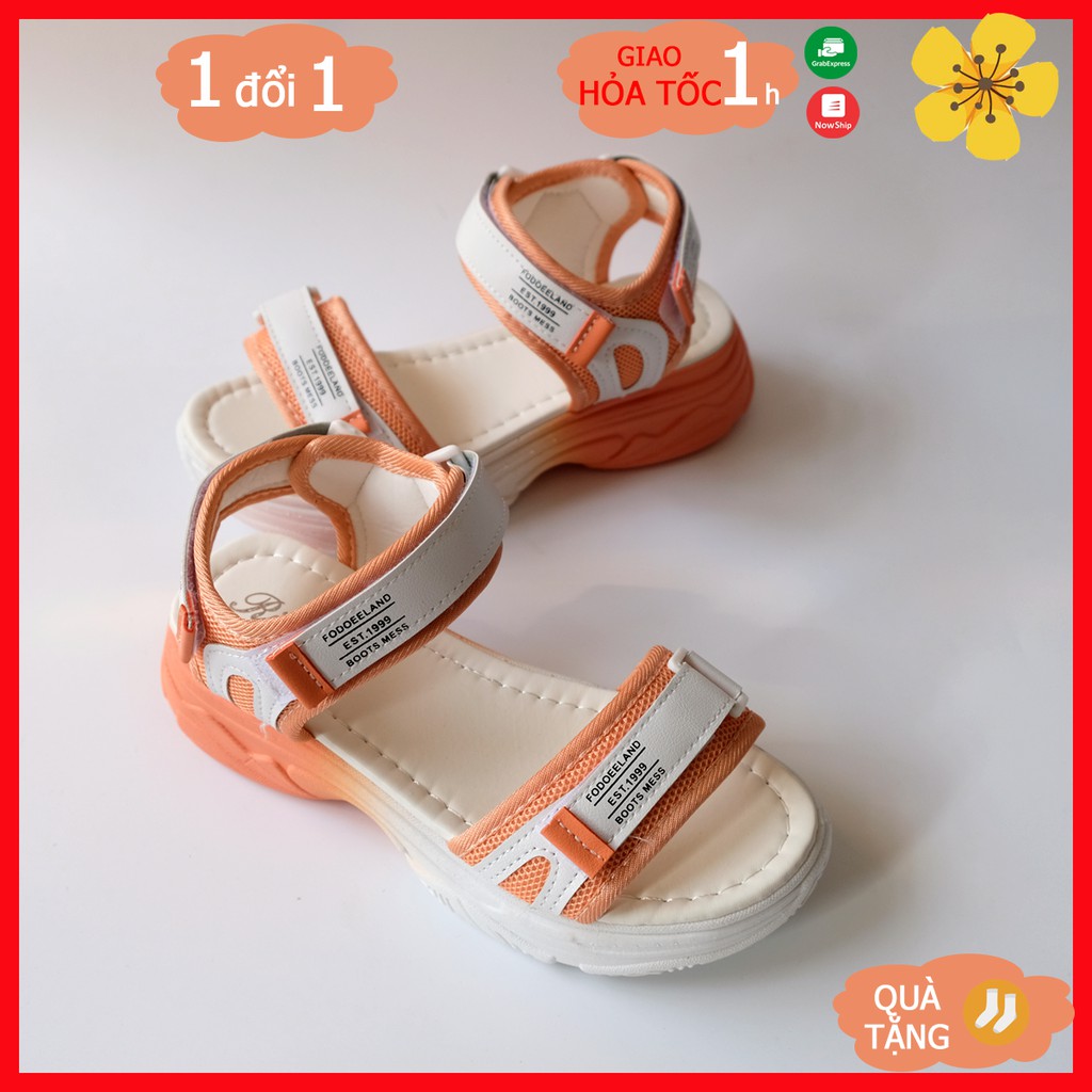 Sandal phong cách Hàn Quốc trắng cam, dép quai hậu màu trắng phối cam dành cho teen girl hàng tết 2022 -May House shop
