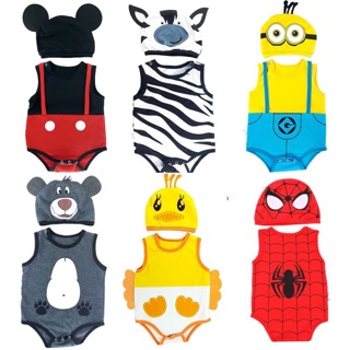 W1- Body Suit Kèm mũ in hình thú [hàng có sẵn]
